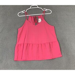 Olive & Oak Aruba Pink Camisole Top M Sleeveless Ruffle Hem Women's Cami